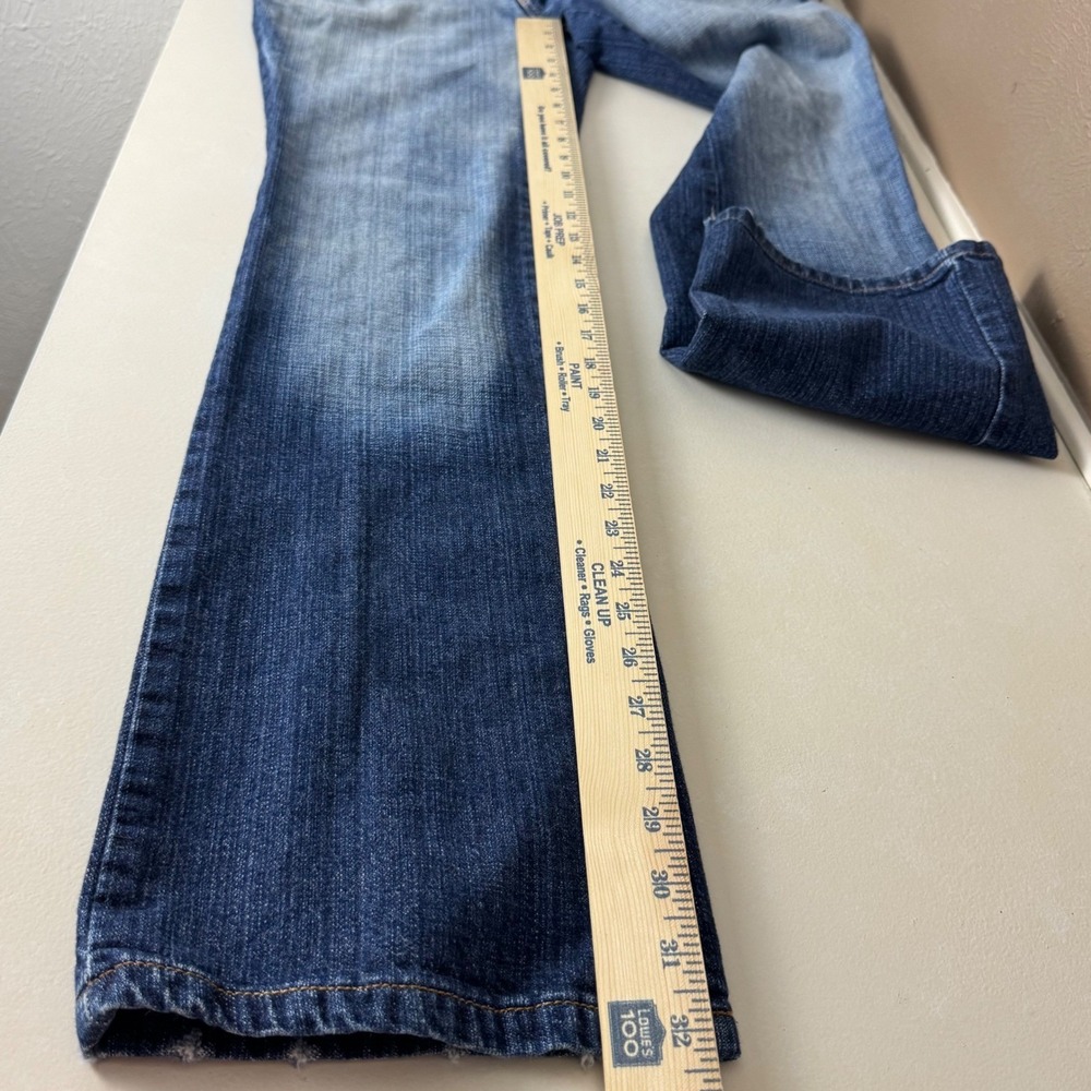 Womens Low Rise Flared Bootcut Jeans Blue Denim Y2K Boho Grunge ITLY 38 Coquette - Picture 9 of 10
